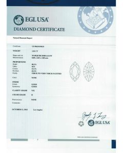 1.01 Ct. EGL Certified HVS2  Marquise Shape Diamond.