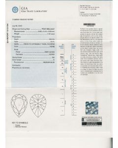 1.02 Ct. GIA Certified DSI2 Pear Shape Diamond.
