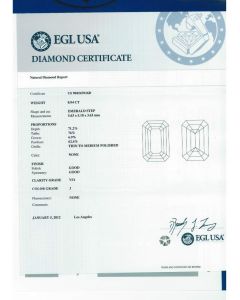 0.94 Ct. EGL Certified JVS1 Emerald Cut Diamond.