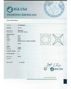 0.71 Ct. EGL Certified IVS2 Princess Cut Diamond.