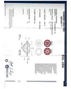 4.04 Ct. EGL Certified KSI2 Round Brilliant Cut Diamond.