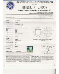 2.14 Ct. EGL Certified DSI3 Round Brilliant Cut Diamond.