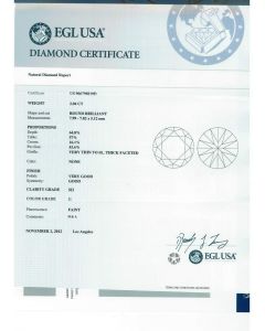 2.04 Ct. EGL Certified GSI2 Round Brilliant Cut Diamond.