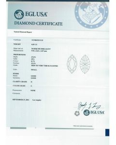 0.87 Ct. EGL Certified GI1 Marquise Shape Diamond.