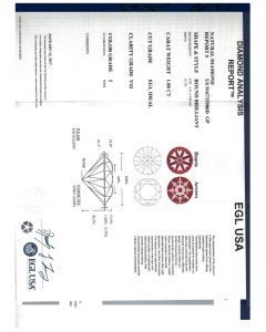 1.08 Ct. EGL Certified IVS2 Round Brilliant Cut Diamond.