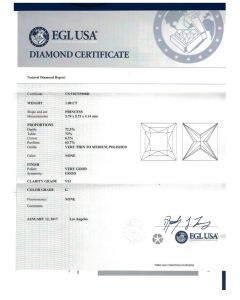 1.08 Ct. EGL Certified GVS1 Princess Cut Diamond.