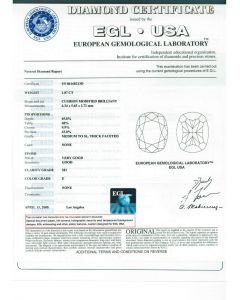 1.07 Ct. EGL Certified ESI3 Cushion Cut Diamond.