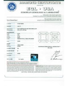 1.01 Ct. EGL Certified HSI3 Radiant Cut Diamond.