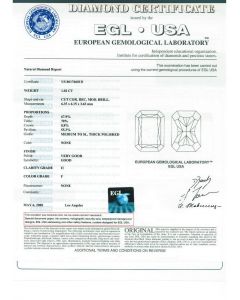 1.02 Ct. EGL Certified FI1 Radiant Cut Diamond.