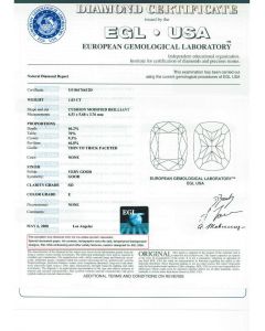 1.03 Ct. EGL Certified ESI3 Cushion Cut Diamond.