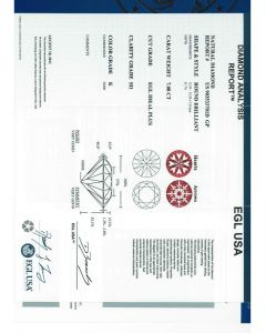 7.08 Ct. EGL Certified KSI1 Round Brilliant Cut Diamond.