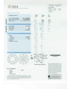 1.01 Ct. GIA Certified JVS1 Round Brilliant Cut Diamond.