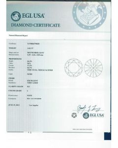 1.01 Ct. EGL Certified ISI3 Round Brilliant Cut Diamond.