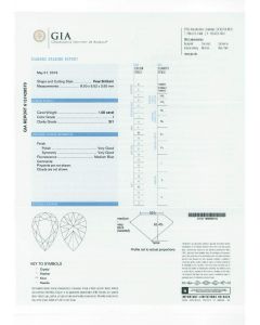 1.00 Ct. GIA Certified ISI1 Pear Shape Diamond.