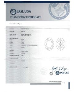 0.70 Ct. EGL Certified HVS1 Oval Shape Diamond.