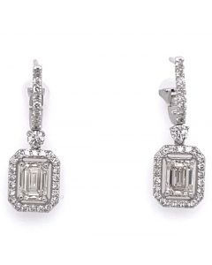 2.84 Ct. Total Weight GIA Certified Emerald Cut Diamond Earings.