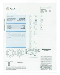 1.05 Ct. GIA Certified D VS2 Round Brilliant Cut Diamond.