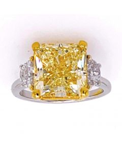 6.06 Ct. GIA Certified Radiant Cut Fancy Color Diamond Ring.