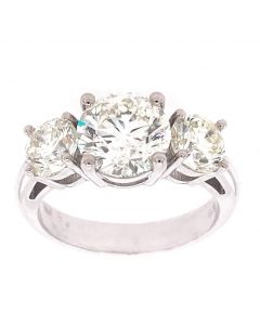 2.92 Ct. Total Weight Round Brilliant Cut Diamond Engagement Ring.