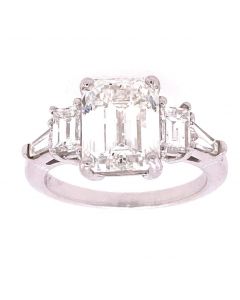 3.08 Ct. Emerald Cut Diamond Engagement Ring.