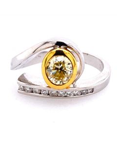 0.75 Ct. Oval Shape Fancy Color Diamond Ring.
