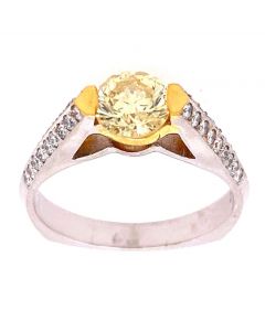 0.85 Ct. Round Brilliant Cut Fancy Color Diamond Engagement Ring.