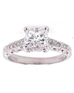 1.00 Ct. EGL Certified Radiant Cut Diamond Engagement Ring.