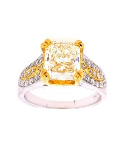 2.58 Ct. Radiant Cut Fancy Color Diamond Engagement Ring.