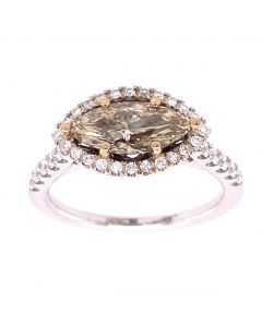 1.02 Ct. Marquise Shape Fancy Color Diamond Engagement Ring.