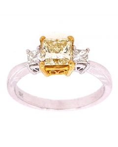1.00 Ct. Princess Cut Fancy Color Diamond Ring.