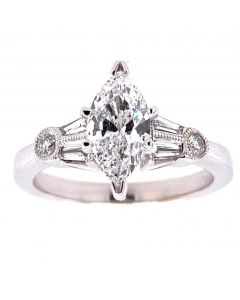 0.92 Ct. EGL Certified Marquise Shape Diamond Engagement Ring.