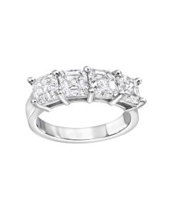 Platinum 4 Asscher Cut GIA Certified Diamonds 3.81 Carat Total Weight Wedding Ring.