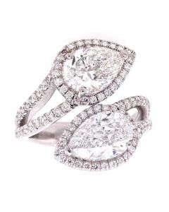 3.04 Ct. Total Weight GIA Certified Pear Shape Diamond Ring.