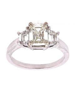 1.34 Ct. GIA Certified Emerald Cut Diamond Engagement Ring.