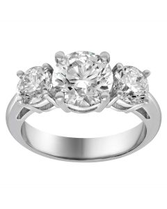 3.68 Ct. Total Weight Round Brilliant Cut 3 Stone Diamond Wedding Ring.