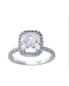 3.12 Ct. GIA Certified Cushion Cut Diamond Engagement Ring.