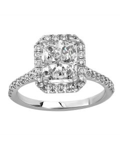 3.02 Ct. GIA Certified Radiant Cut Diamond Engagement Ring.