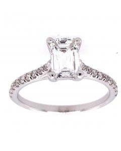 1.00 Ct. EGL Certified Emerald Cut Diamond Engagement Ring.