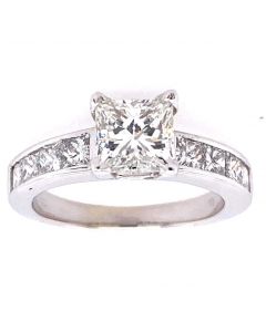 1.87 Ct. Total Weight EGL Certified Princess Cut Diamond Engagement Ring.