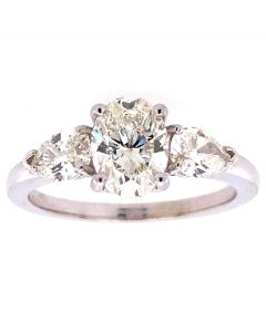 1.01 Ct. GIA Certified Oval Shape Diamond 3 Stone Engagement Ring.