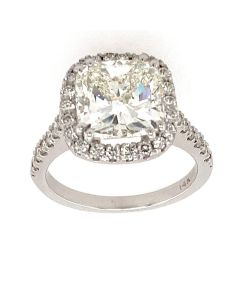 4.03 Ct. GIA Certified Cushion Cut Diamond Engagement Ring.