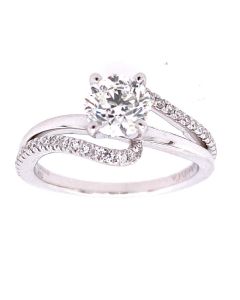 0.90 Ct. GIA Certified Round Brilliant Cut Diamond Engagement Ring.