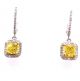 1.86 Ct. Total Weight GIA Certified Cushion Cut Fancy Intense Yellow Color Diamond Earrings.