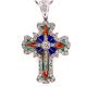 0.68 Ct. Total Weight Round Brilliant Cut Diamond and Enamel Cross Pendant.