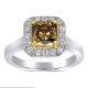 18Kt 2-Tone Gold 1.79 Carat Fancy Color Radiant Cut Diamond Ring.