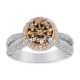 18Kt 2-Tone Gold 1.79 Carat Champagne Color Diamond Ring. 