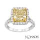 18Kt 2-Tone Gold 4.05 Carat Fancy Color Radiant Cut Diamond Engagement Ring.