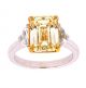 3.50 Ct. HRD Certified Emerald Cut Light Fancy Color Diamond Engagement Ring.